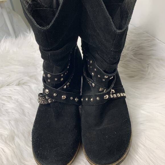 Miz Mooz Clyde Black Studded Suede Leather Boots - Picture 4 of 7